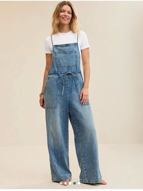 Aerie Lace Through Overall Wide Leg S